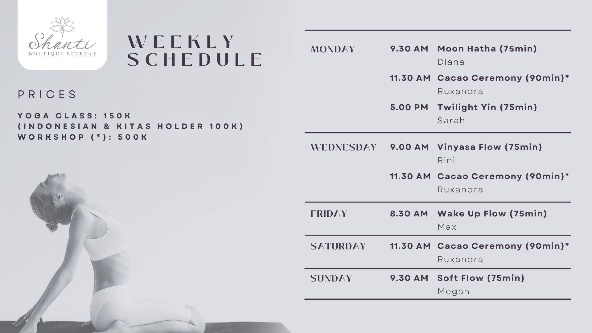 Spa Schedule